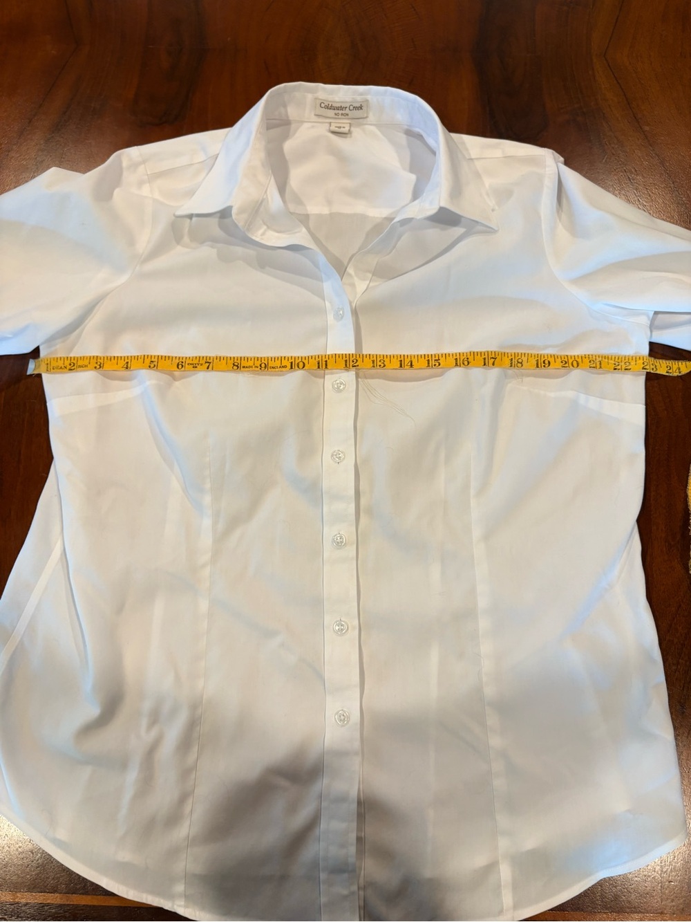 Coldwater Creek White Button-Front Collared Shirt, size XL no iron - Picture 3 of 5